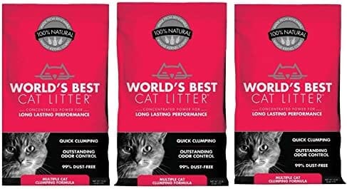 World's Best Cat Litter Red Bag Multiple Clumping Cat Litter - 15 Lbs - Case of 3  