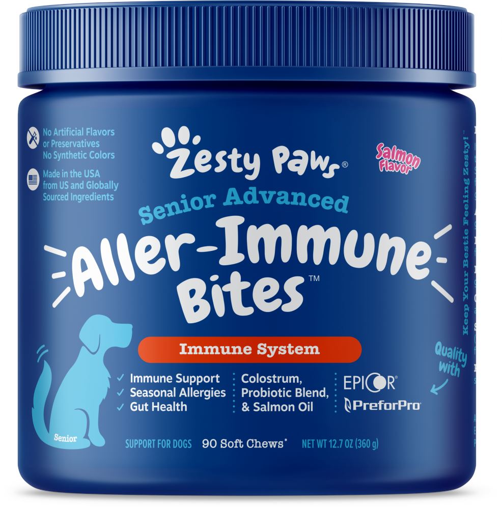 Zesty Paws Advanced Aller-Immune Bites For Seasonal Allergies   Immune Support & Gut Health for Senior & Adult Dogs  