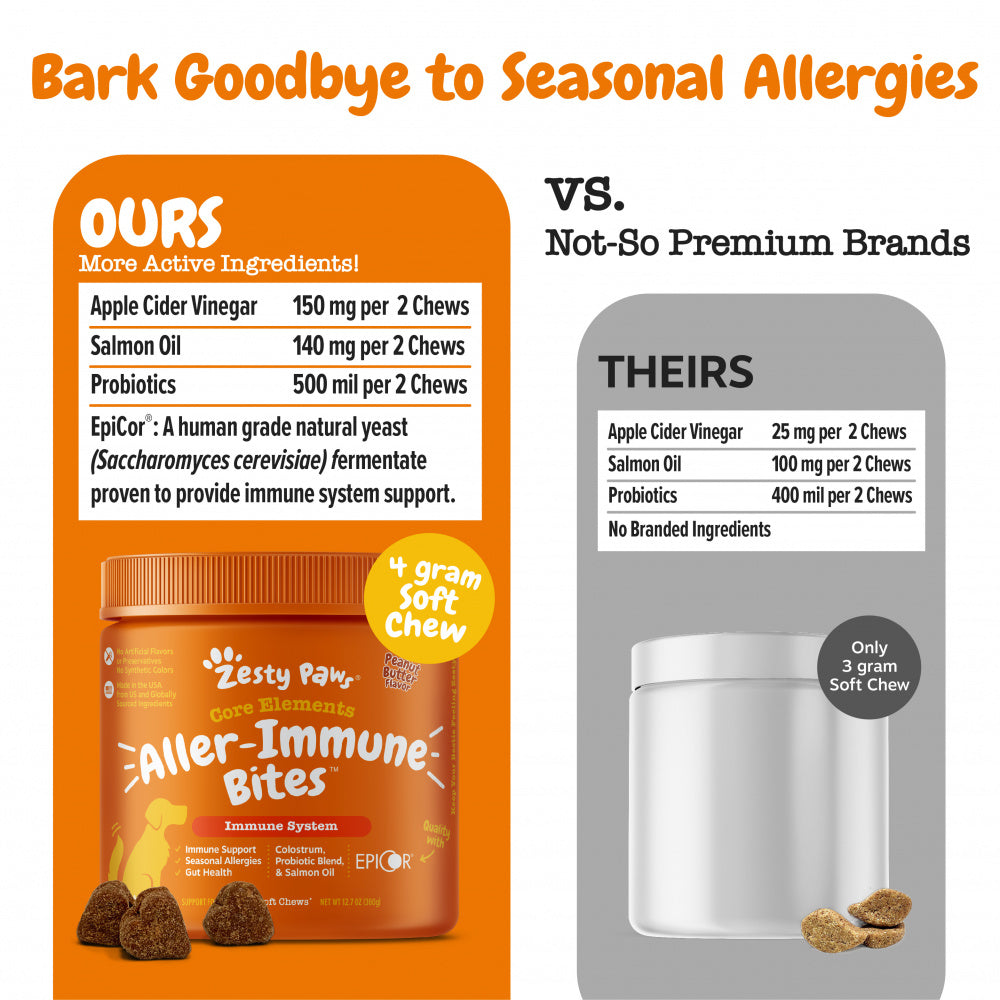 Zesty Paws Aller-Immune Bites for Seasonal Allergies Lamb Flavor Immune Function   Sensitive Skin & Gut Health for Dogs  