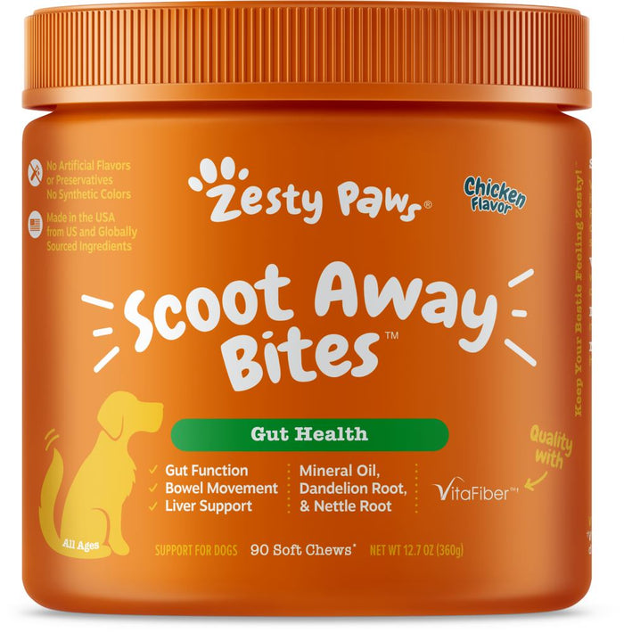 Zesty Paws Anal Gland Health Scoot Away Bites for Digestive & Immune Support Chicken So...