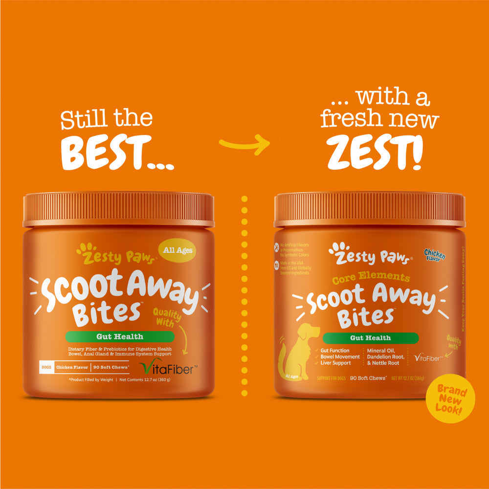 Zesty Paws Anal Gland Health Scoot Away Bites for Digestive & Immune Support Chicken Soft Chews for Dogs  