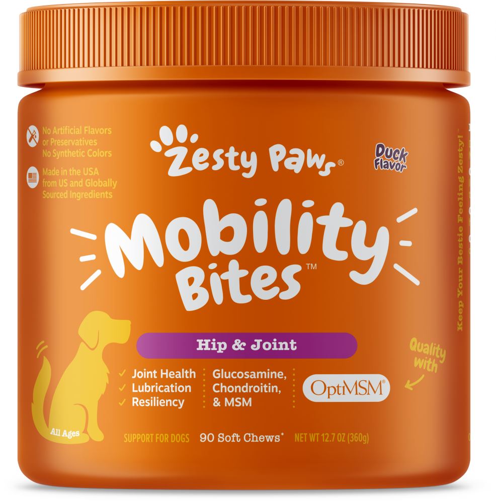 Zesty Paws Mobility Bites Duck Flavor Hip & Joint Support Soft Chews For Dogs  