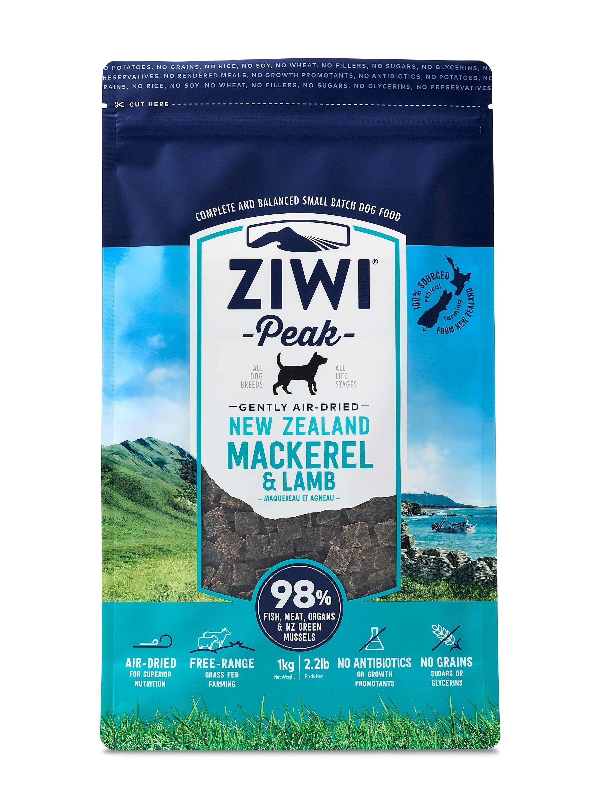 Ziwi Peak Air-Dried Dog Food Mackerel and Lamb - 2.2 lbs  