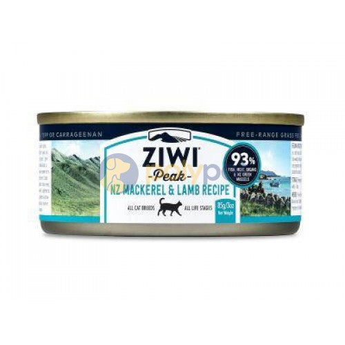 Ziwi Peak Mackerel and Lamb Pate Canned Cat Food - 3 Oz - Case of 24  