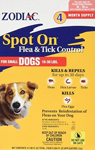 Zodiac Spot On Flea & Tick Control for Dogs - 16 - 30 Lbs - 4 Pack