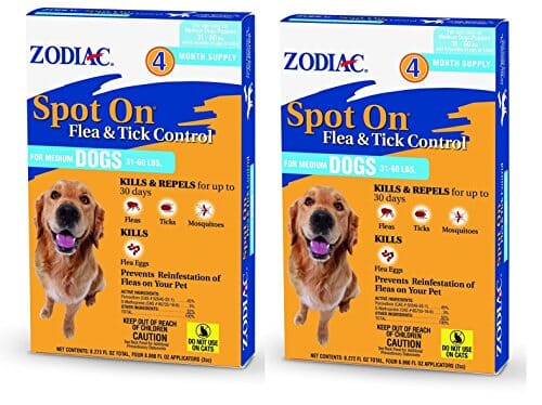 Zodiac Spot On Flea & Tick Control for Dogs - 31 - 60 Lbs - 4 Pack  