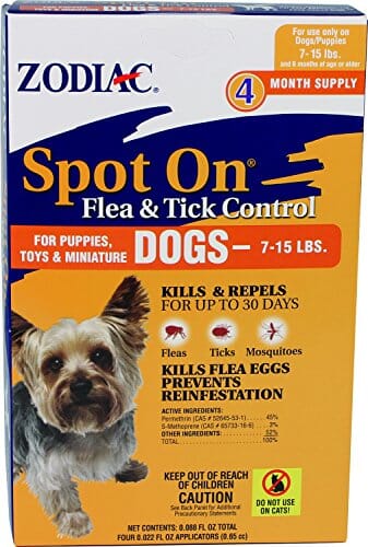 Zodiac Spot On Flea & Tick Control for Dogs - 7 - 15 Lbs - 4 Pack  