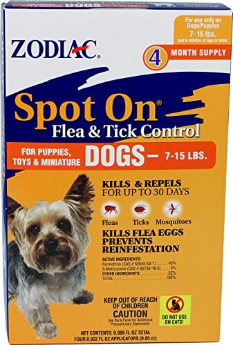 Zodiac Spot On Flea & Tick Control for Dogs - 7 - 15 Lbs - 4 Pack