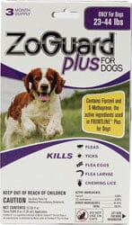 Zoguard Plus Spot-On Flea and Tick for Dogs - 23 - 44 Lbs - 3 Pack  