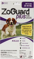 Zoguard Plus Spot-On Flea and Tick for Dogs - 23 - 44 Lbs - 3 Pack