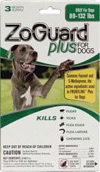 Zoguard Plus Spot-On Flea and Tick for Dogs - 89 - 132 Lbs - 3 Pack