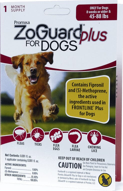 Zoguard Plus Spot-On Singles Flea and Tick for Dogs - 45 - 88 Lbs - 1 Pack
