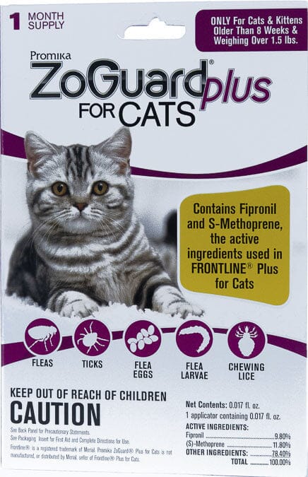 Zoguard Plus Spot-On Topical Flea and Tick Singles for Cats - Under 1.5 Lbs - 1 Pack