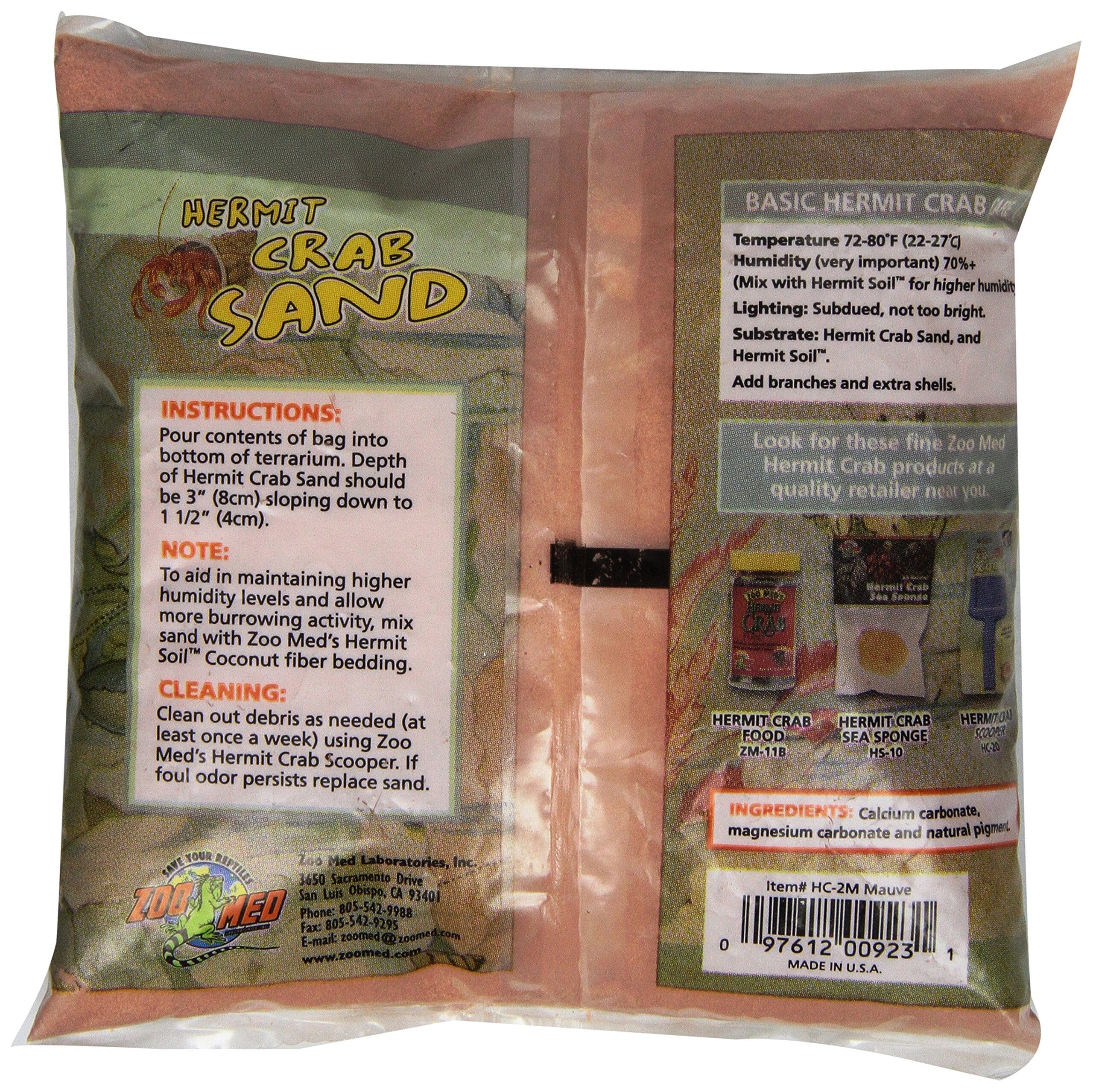 Zoo Med Laboratories Hermit Crab Sand Mauve Color - 2 Lbs  