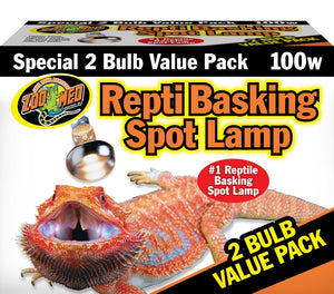 Zoo Med Laboratories Repti Basking Spot® 100 Watt Lamp for Diurnal Reptiles - 2 Count