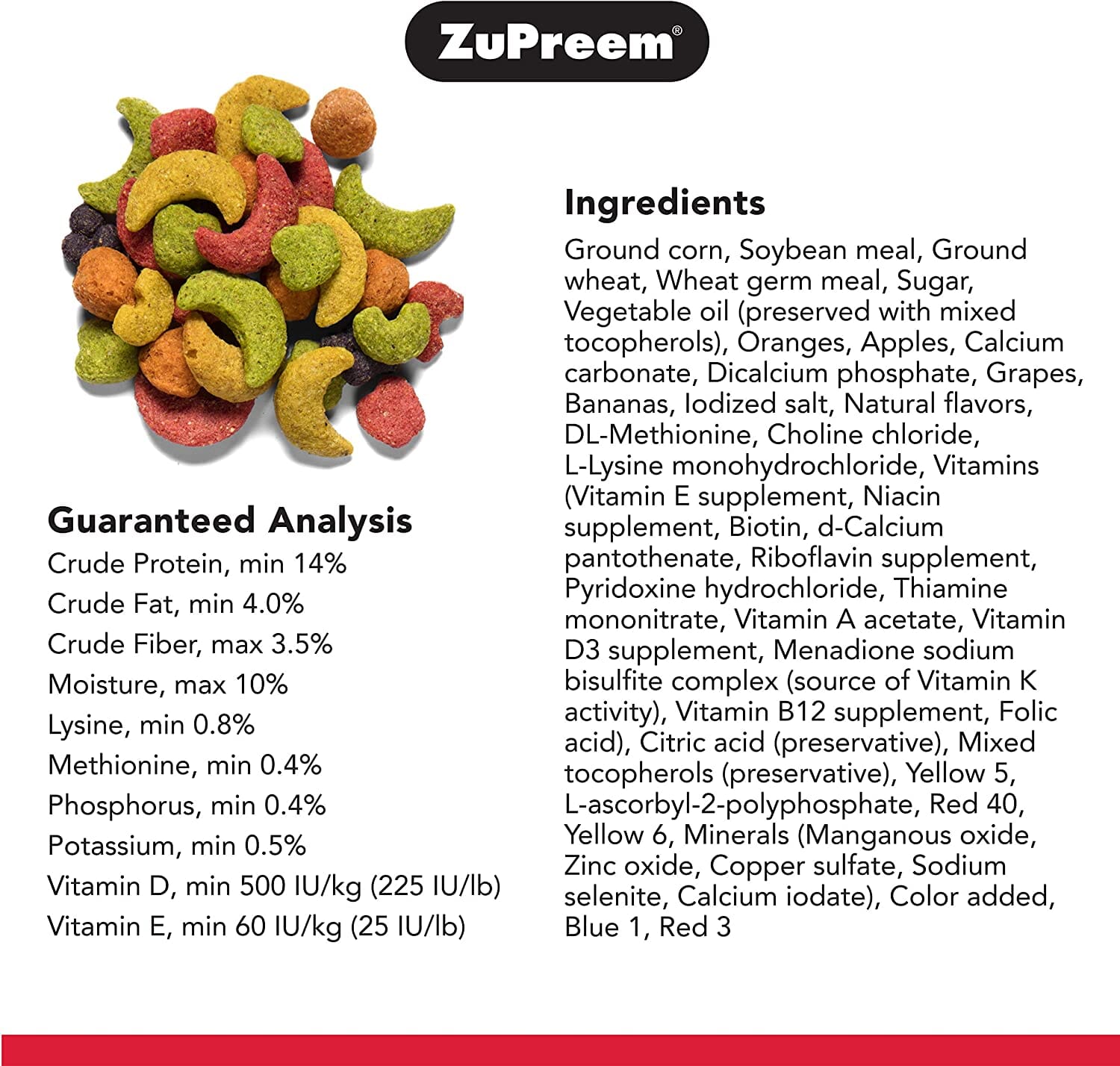 Zupreem Fruitblend Flavor Large Bird Food Parrot Bird Food - 12 Lbs  