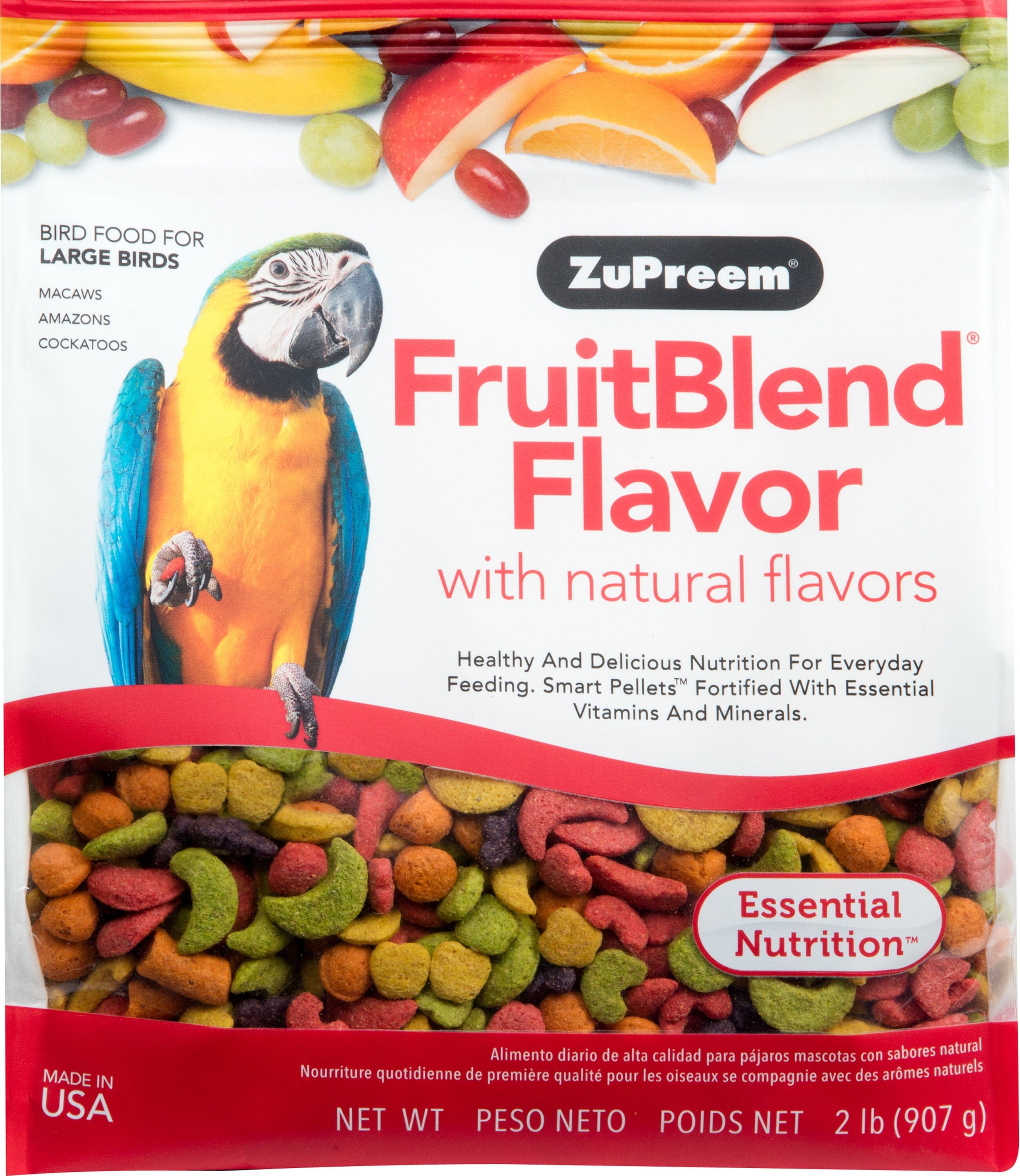 Zupreem Fruitblend Flavor Large Bird Food Parrot Bird Food - 2 Lbs  