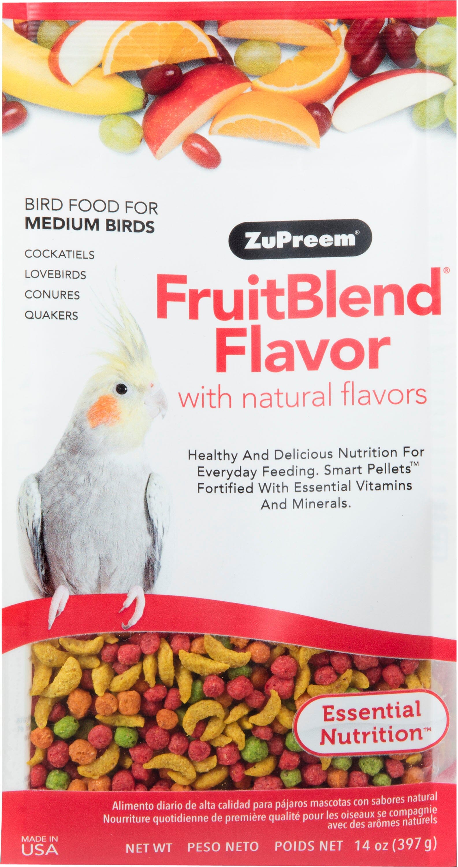 Zupreem Fruitblend Flavor Medium Cockatiel Bird Food - 14 Oz  