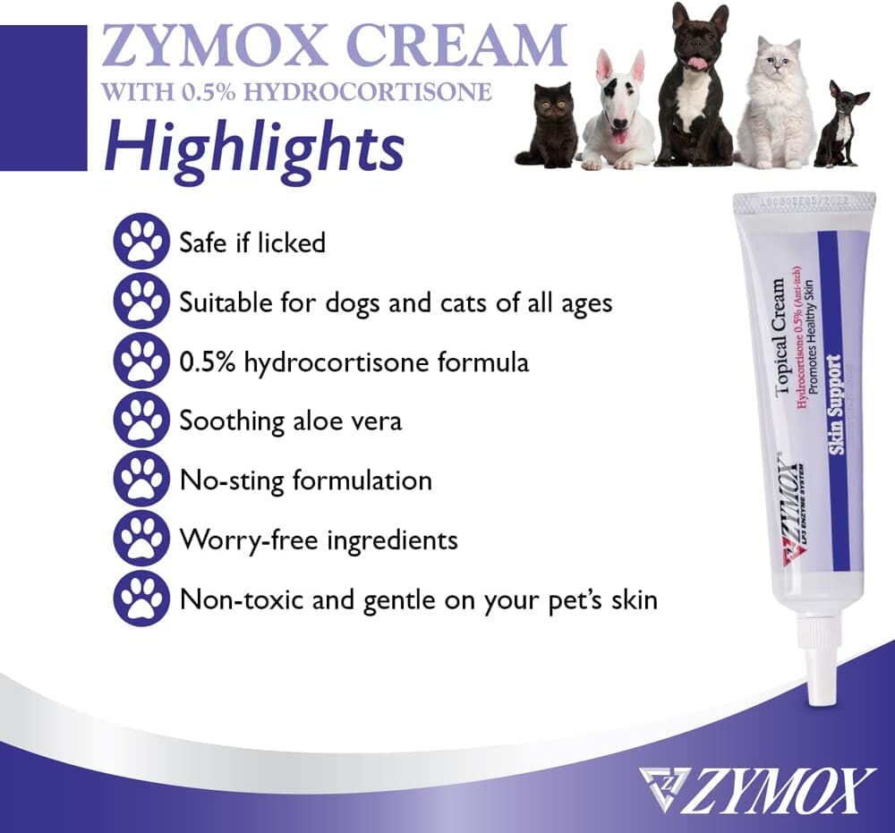 Zymox Pet Topical Cream with Hydrocortisone Dog Wound Care - 1 Oz  