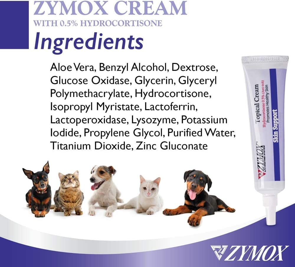 Zymox Pet Topical Cream with Hydrocortisone Dog Wound Care - 1 Oz  