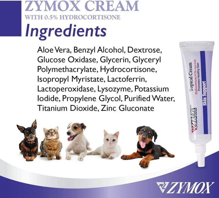 Zymox Pet Topical Cream with Hydrocortisone Dog Wound Care - 1 Oz