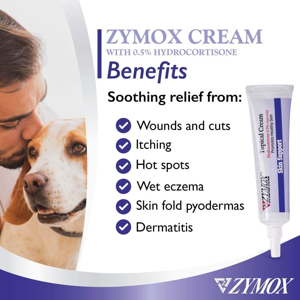 Zymox Pet Topical Cream with Hydrocortisone Dog Wound Care - 1 Oz  